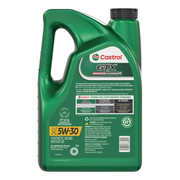 Castrol GTX High Mileage 5W-30 Synthetic Blend Motor Oil, 5 Quarts - Afbeelding 2
