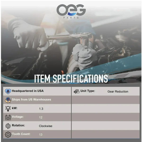 OEG Parts New 12V Starter Motor - Afbeelding 2