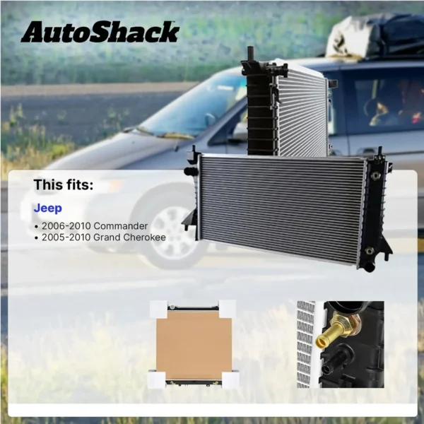 AutoShack Radiator for 2005-2010 Jeep Grand Cherokee 2006-2010 - Afbeelding 2