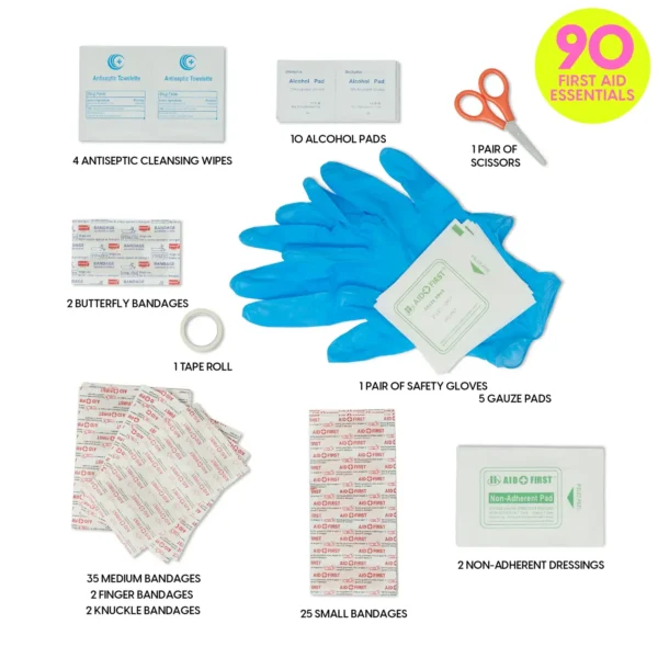 BLINGSTING Car First Aid Kit - 90 Pieces Included, Pink, 1 Count, 5 in x 5 in 2 in - Afbeelding 2