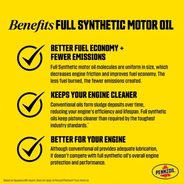 Pennzoil Platinum Full Synthetic 0W-20 Motor Oil, 5 Quart - Afbeelding 3