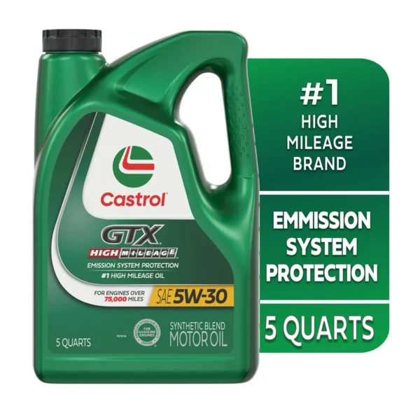 Castrol GTX High Mileage 5W-30 Synthetic Blend Motor Oil, 5 Quarts - Afbeelding 3